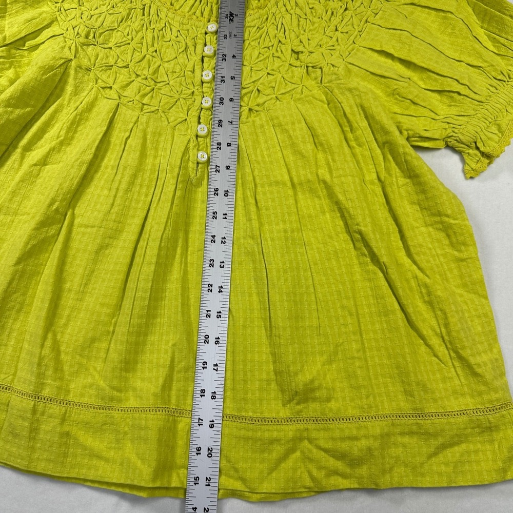 New Sundance Lodi Henley Top L/XL Chartreuse Cotton Boho Cottagecore Babydoll - Picture 7 of 10